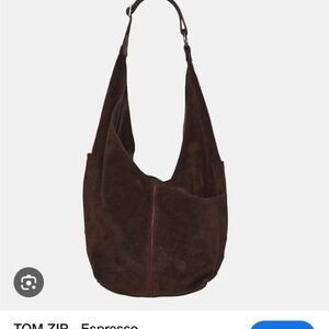 Hammitt TOM Brown Shoulder Bag with Suede Finish